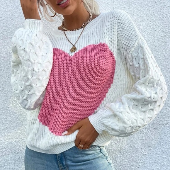 Chic Nation Sweaters - Heart print sweater womens